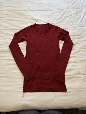 lululemon athletica Long Sleeve Crewneck Top - Burgundy Red
